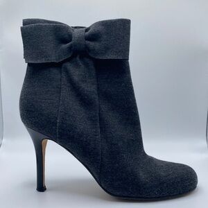KATE SPADE WOMEN’S BOW FABRIC ANKLE HEEL BOOTIES GRAY SZ 7